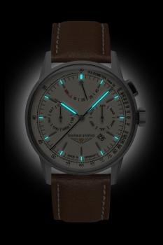 Preview: Bauhaus Aviation Herrenuhr Automatik mit Gangreserveanzeige und Lederarmband